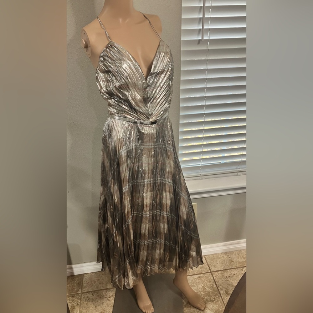 NWT Ralph Lauren Purple Label Plaid Pleated Silk Size 2